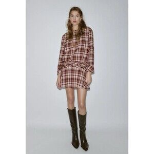 NWT Zara Plaid Mini Dress Preppy Academia Old Money Blair Waldorf Gossip Girl XS